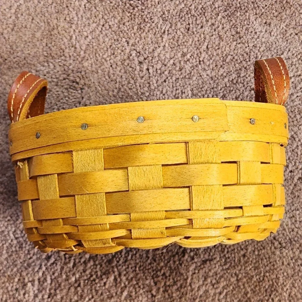 Longaberger Round Utility Basket with Leather Handles
